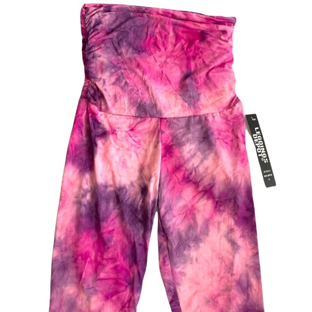 NWT Leggings Depot Tie Dye Print Maternity Leggings w/ Elastic Waist - Picture 3 of 7